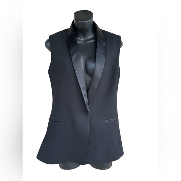 Express Edition women’s sleeveless tuxedo black sz 4 Faux slant pockets preloved - Picture 2 of 8